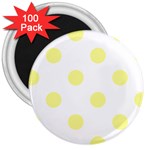 Polka Dots - Pastel Yellow on White 3  Magnet (100 pack)