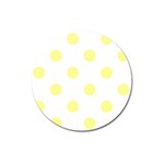 Polka Dots - Pastel Yellow on White Magnet 3  (Round)