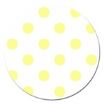 Polka Dots - Pastel Yellow on White Magnet 5  (Round)