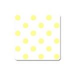 Polka Dots - Pastel Yellow on White Magnet (Square)