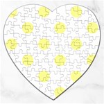 Polka Dots - Pastel Yellow on White Jigsaw Puzzle (Heart)