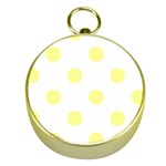 Polka Dots - Pastel Yellow on White Gold Compass