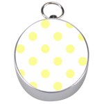 Polka Dots - Pastel Yellow on White Silver Compass