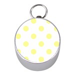 Polka Dots - Pastel Yellow on White Silver Compass (Mini)