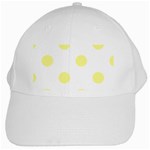 Polka Dots - Pastel Yellow on White White Cap