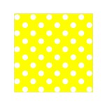 Polka Dots - White on Yellow Small Satin Scarf  (Square)