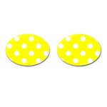 Polka Dots - White on Yellow Cufflinks (Oval)