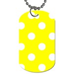 Polka Dots - White on Yellow Dog Tag (Two Sides)