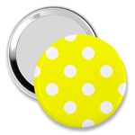 Polka Dots - White on Yellow 3  Handbag Mirror