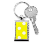Polka Dots - White on Yellow Key Chain (Rectangle)