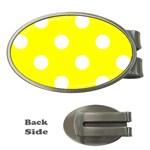 Polka Dots - White on Yellow Money Clip (Oval)