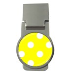 Polka Dots - White on Yellow Money Clip (Round)