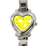 Polka Dots - White on Yellow Heart Italian Charm Watch