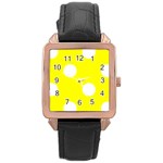 Polka Dots - White on Yellow Rose Gold Leather Watch