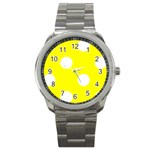 Polka Dots - White on Yellow Sport Metal Watch