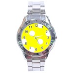 Polka Dots - White on Yellow Stainless Steel Analogue Watch