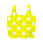 Polka Dots - White on Yellow Full Print Recycle Bag (M)