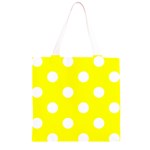 Polka Dots - White on Yellow Grocery Light Tote Bag