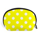 Polka Dots - White on Yellow Accessory Pouch (Large)