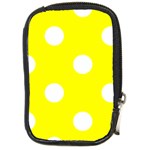 Polka Dots - White on Yellow Compact Camera Leather Case