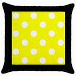 Polka Dots - White on Yellow Throw Pillow Case (Black)