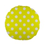 Polka Dots - White on Yellow Standard 15  Premium Round Cushion