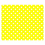 Polka Dots - White on Yellow Double Sided Flano Blanket (Small)