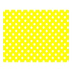 Polka Dots - White on Yellow Double Sided Flano Blanket (Large)