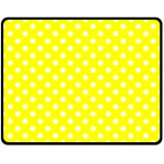 Polka Dots - White on Yellow Double Sided Fleece Blanket (Medium) (Two Sides)
