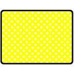 Polka Dots - White on Yellow Double Sided Fleece Blanket (Large) (Two Sides)