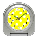 Polka Dots - White on Yellow Desk Alarm Clock