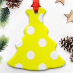 Polka Dots - White on Yellow Ornament (Christmas Tree)
