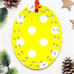 Polka Dots - White on Yellow Oval Filigree Ornament (Two Sides)