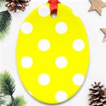 Polka Dots - White on Yellow Oval Ornament (Two Sides)