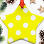 Polka Dots - White on Yellow Star Ornament (Two Sides)