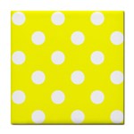 Polka Dots - White on Yellow Tile Coaster