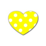 Polka Dots - White on Yellow Heart Coaster (4 pack)