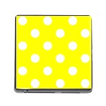 Polka Dots - White on Yellow Memory Card Reader (Square)