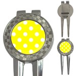 Polka Dots - White on Yellow 3-in-1 Golf Divot
