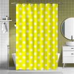Polka Dots - White on Yellow Shower Curtain 48  x 72  (Small)