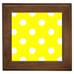 Polka Dots - White on Yellow Framed Tile
