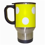 Polka Dots - White on Yellow Travel Mug (White)