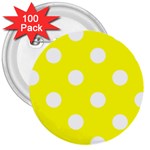 Polka Dots - White on Yellow 3  Button (100 pack)