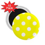 Polka Dots - White on Yellow 2.25  Magnet (10 pack)