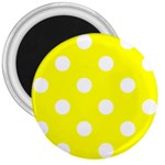 Polka Dots - White on Yellow 3  Magnet