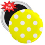 Polka Dots - White on Yellow 3  Magnet (10 pack)