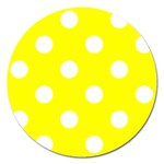 Polka Dots - White on Yellow Magnet 5  (Round)