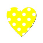 Polka Dots - White on Yellow Magnet (Heart)