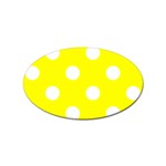 Polka Dots - White on Yellow Sticker Oval (10 pack)
