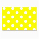 Polka Dots - White on Yellow Postcard 4  x 6 